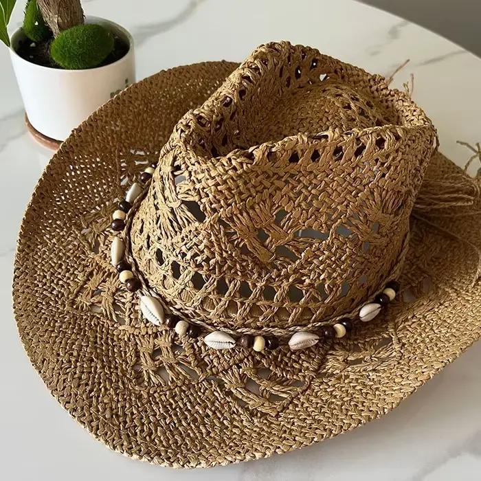 Chapeau de paille bohème d'été pour femmes et hommes