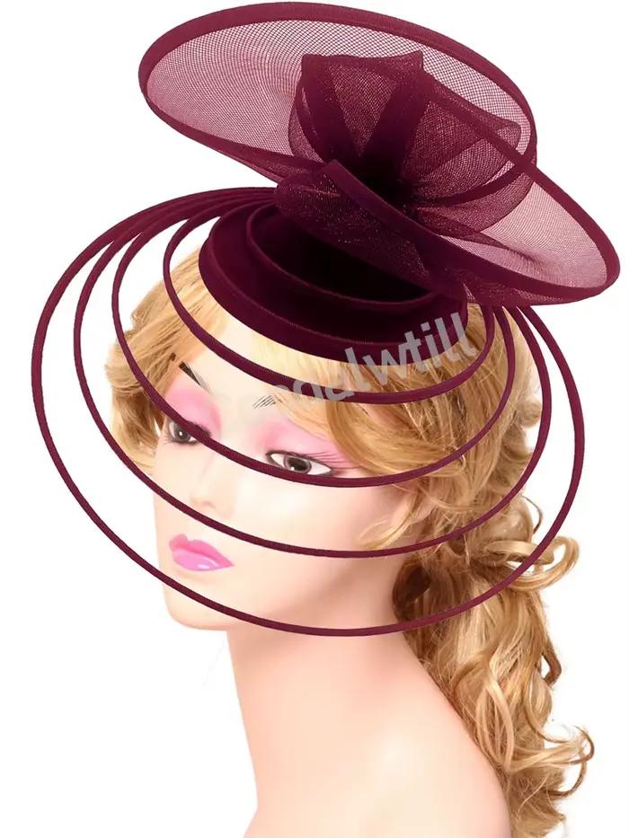 Chapeau fascinateur vert pour mariage Derby femmes maille casque mariée charmant chapellerie
