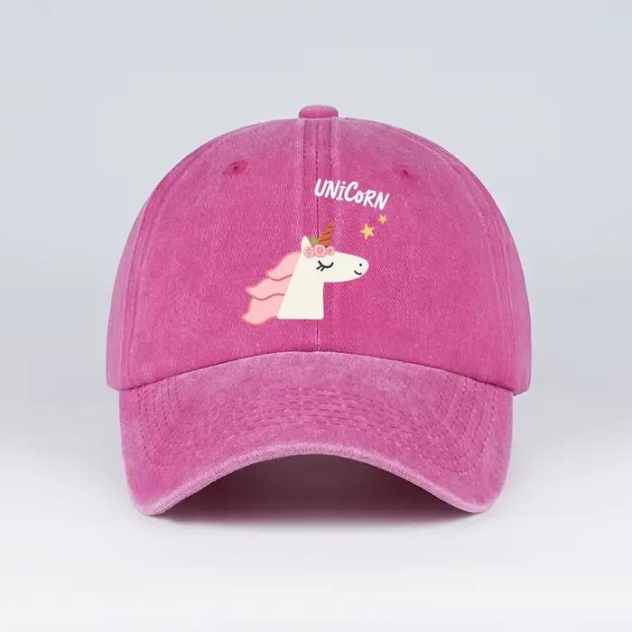 Une jolie casquette de baseball à thème licorne avec un imprimé de dessin animé – un chapeau de soleil confortable et