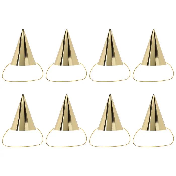 Chapeaux d'anniversaire en forme de cône doré accessoires de fête pour adultes occasions spéciales photos célébrations dorées