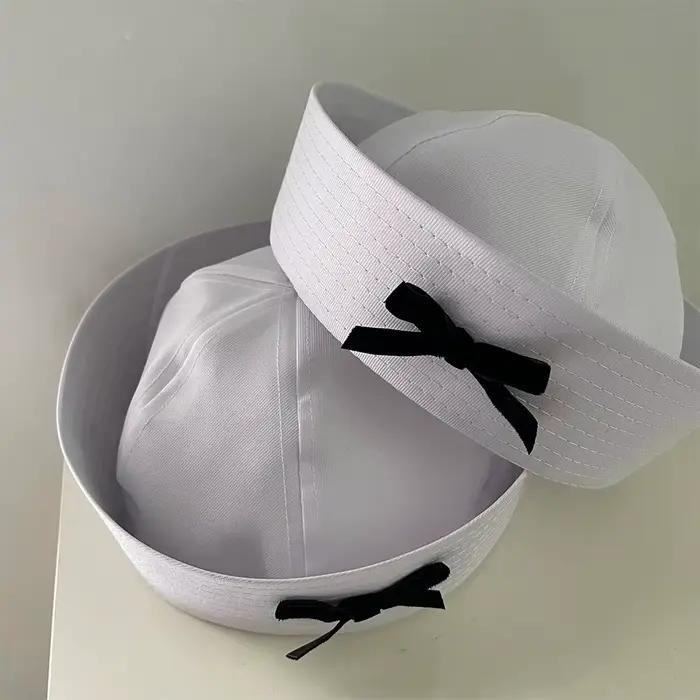 Chapeau de marin bleu marine avec nœud papillon pour femmes protection UV mode décontractée été occasions spéciales