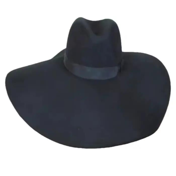 Chapeau haut de gamme noir style français en laine