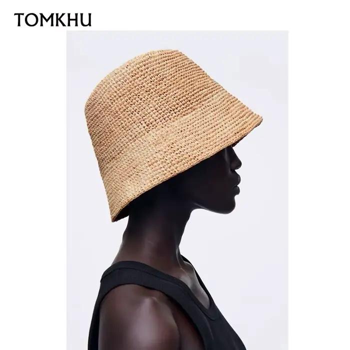 Chapeau seau de luxe en raphia pour femmes