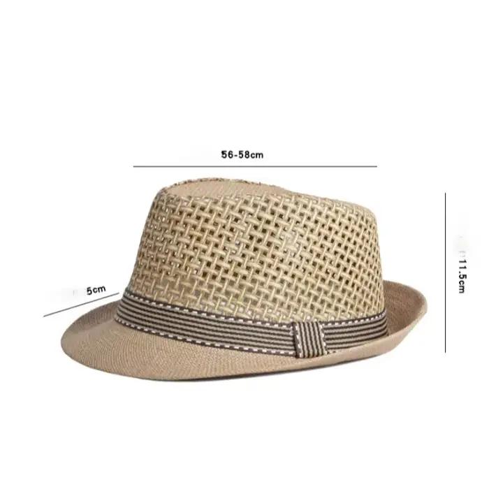 Chapeau d'été en paille respirante pour homme et femme multifonctionnel protection solaire occasion plage festival jazz rétro britannique fedora en maille noir