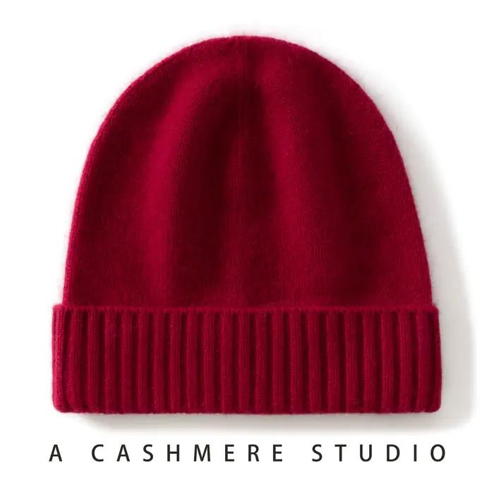 MERRILAMB chapeau d'hiver pour femmes/hommes 100% qualité cachemire bonnet unisexe extérieur décontracté solide tricoté chapeaux chaud doux SkullCap