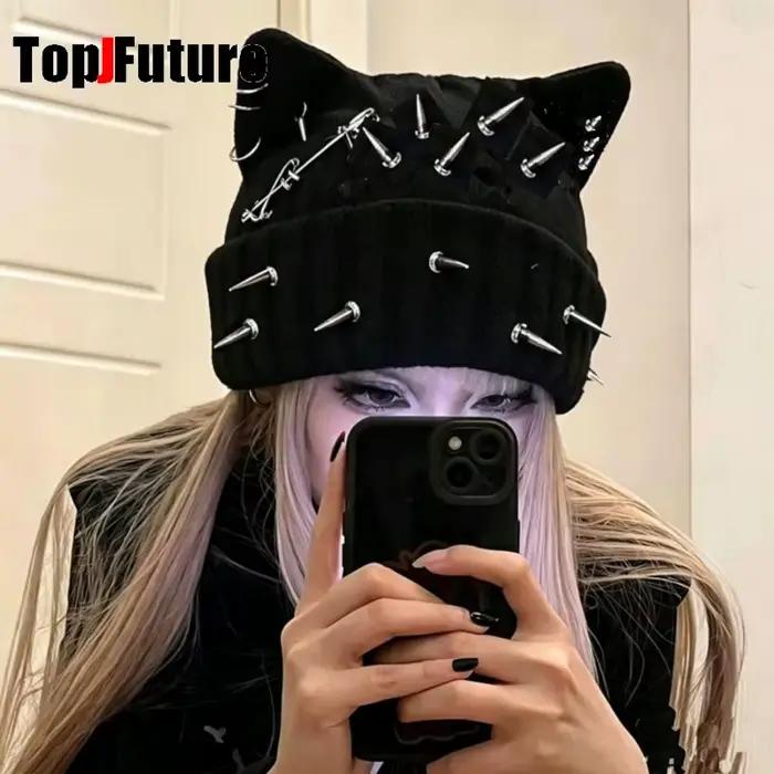 Chapeau d'hiver Harajuku Gothic Lolita avec oreilles de chat pour femme