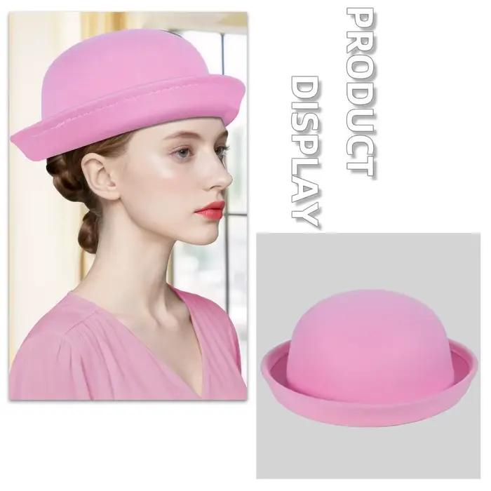 Chapeau melon classique de couleur unie pour femme
