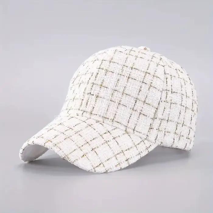 Casquette de baseball pied-de-poule pour femme
