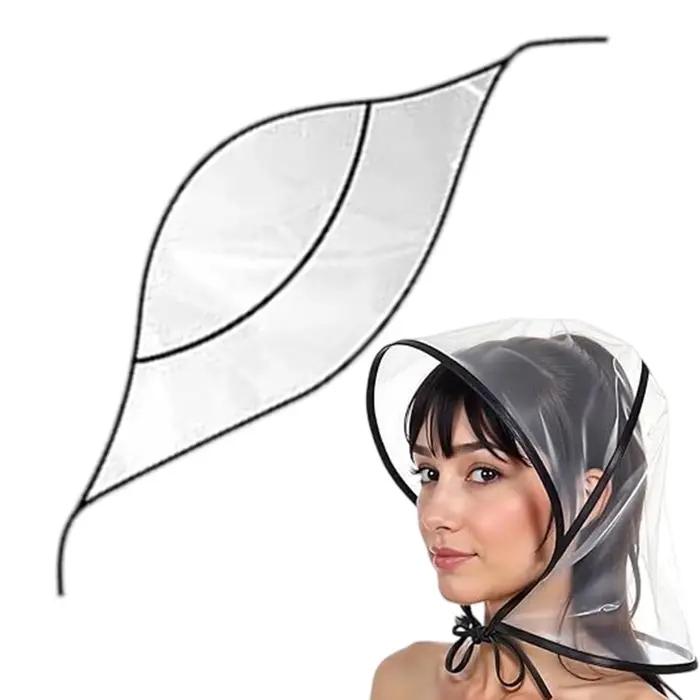 Chapeau de pluie transparent réutilisable imperméable à large bord