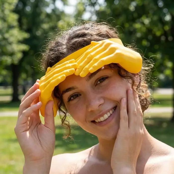 Chapeau de soleil 3D imprimé avec mains en forme de cœur amusantes