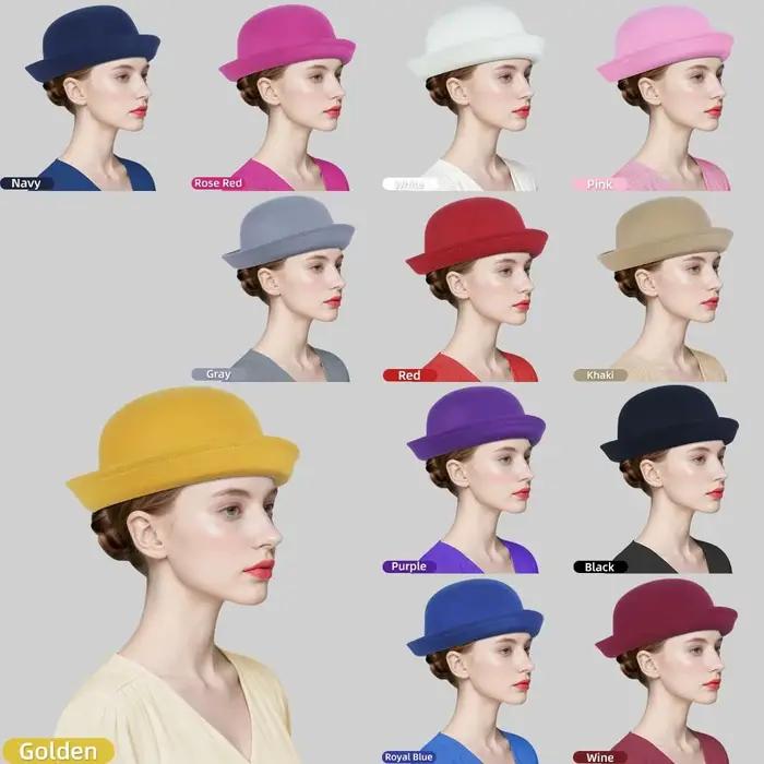 Chapeau melon classique de couleur unie pour femme