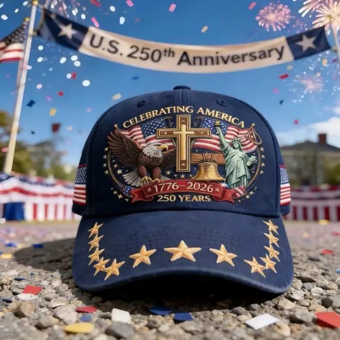 Casquette de baseball patriotique US 250th Anniversary avec broderie étoile, drapeau américain et Statue de la Liberté pour hommes et femmes, occasion spéciale, célébration de l'histoire américaine