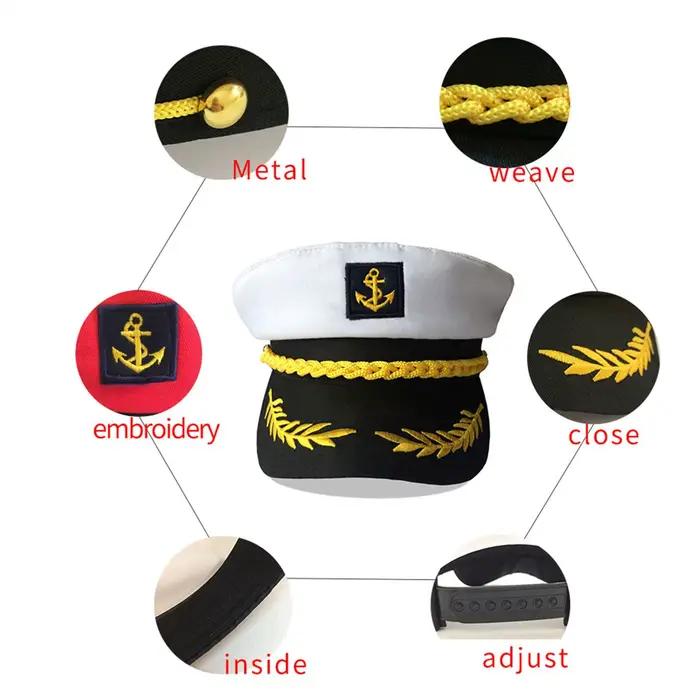 Chapeau de capitaine de yacht pour adultes, réglable, pour hommes et femmes, idéal pour fêtes, bals costumés et événements, occaseon spéciale, rassemblements de yachts, cérémonies sur la plage, thème nautique, cosplay