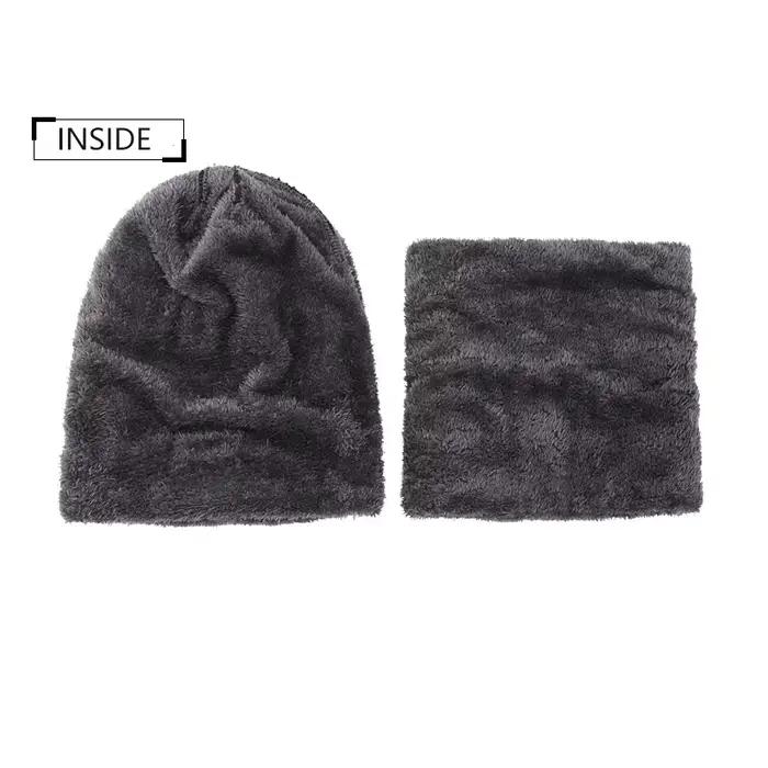 2 pièces ensembles hiver chaud velours hommes chapeau écharpe gants ensemble