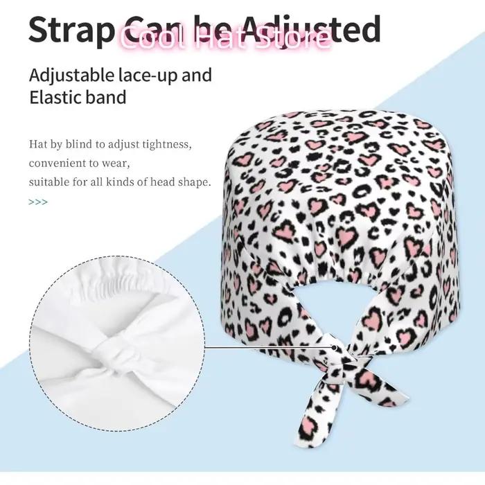 Casquette de travail léopard coeur rose pour femme