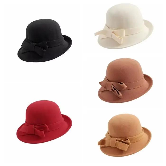 Chapeau seau Vintage en feutre de laine
