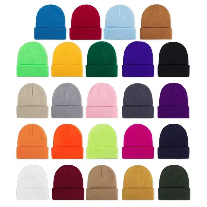 Chapeaux d'hiver pour femmes hommes bonnets tricotés solide mignon chapeau filles automne femme Bonnet casquettes plus