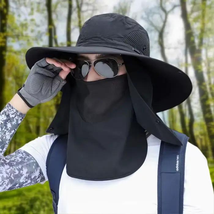 Chapeau de pêche à large bord avec masque