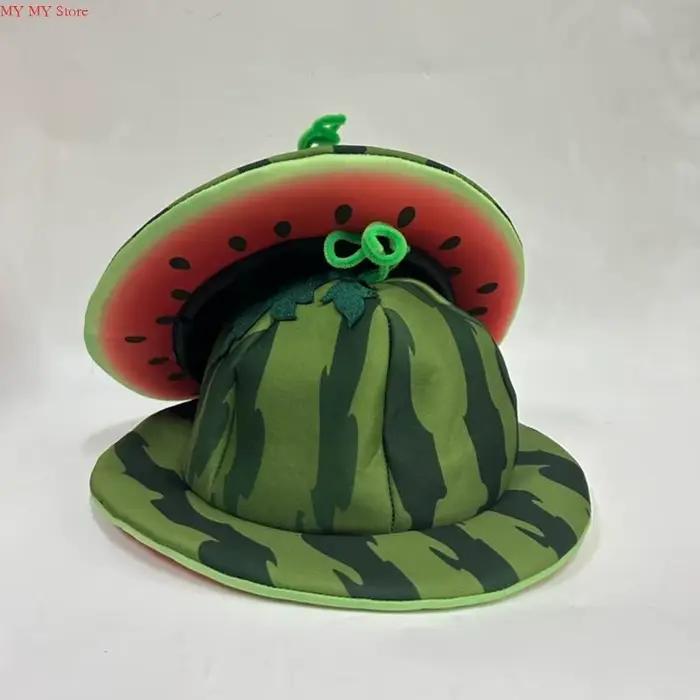 N1HE Chatme pastèque drôle Wide Brims Bucket pour festival usure quotidienne Chatle pêcheur tissu non tissé