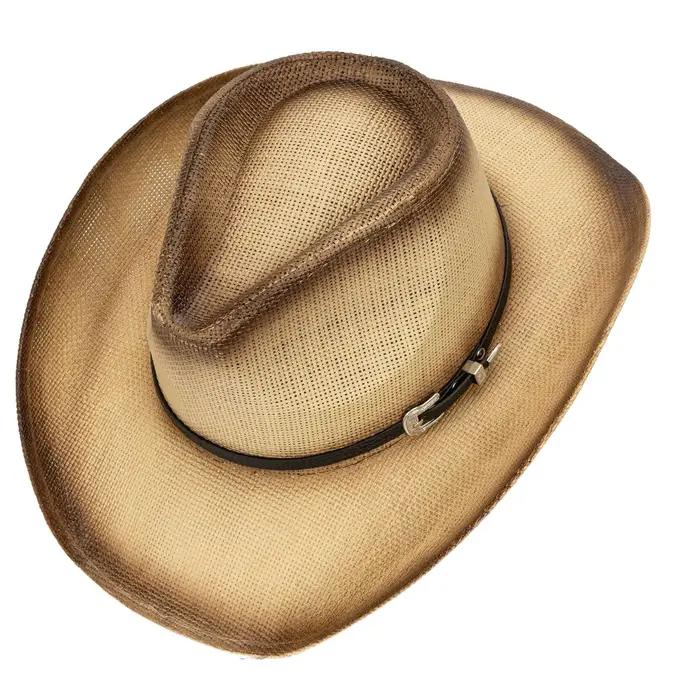 Chapeau de cowgirl en paille kaki pour femmes et hommes, style sport, protection solaire, plage, fête, vacances, occasions spéciales