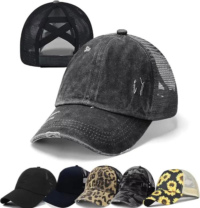 Chapeau croisé délavé, casquette de Baseball en détresse