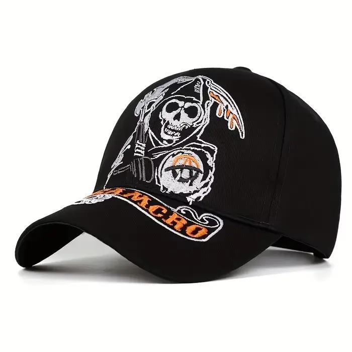 Casquette de baseball SAMCRO SOA Sons of Anarchy avec broderie de crâne