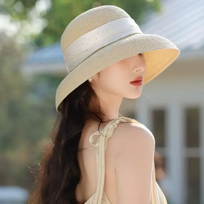 Chapeau de paille élégant style bohème en raphia