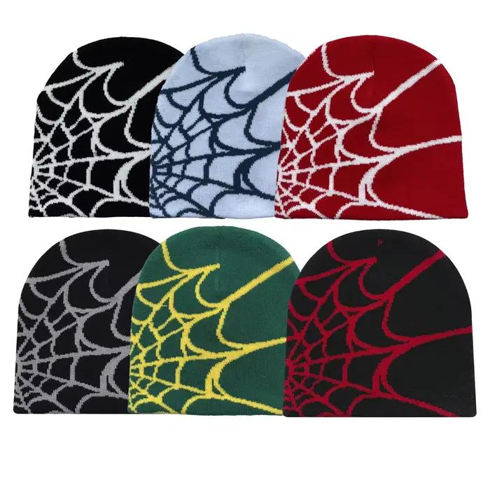 Chapeau tricoté à motif d'araignée de style gothique