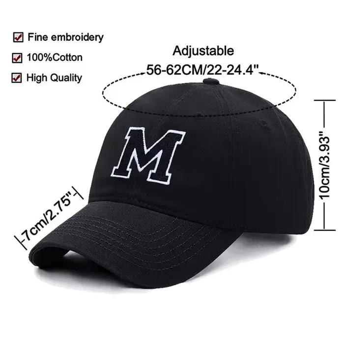 Casquette de baseball brodée avec initiales A-Z pour hommes et femmes