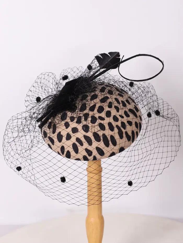 Chapeau Fascinator en Feutre 100% Laine Léopard Noir Élégant pour Femme – Idéal pour Fêtes