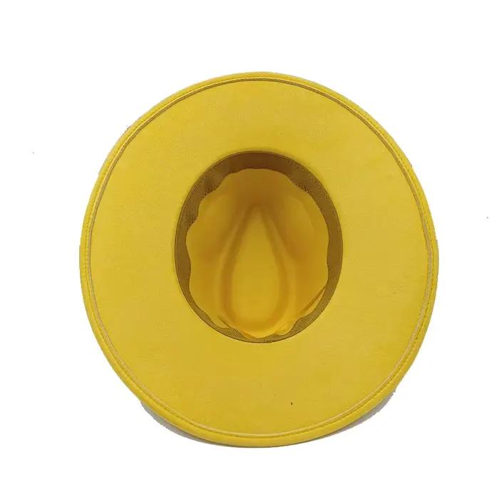 Chapeau haut-de-forme en daim à bord plat rond de 9.5cm pour femmes et hommes