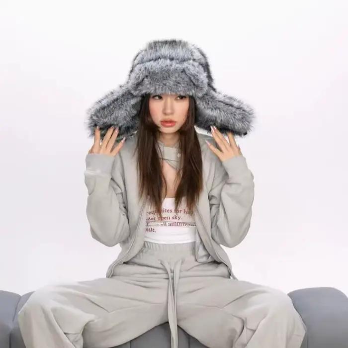 Chapeau Ushanka en Fausse Fourrure Moelleuse Chaud Hiver Style Décontracté ELégant Pour Femmes Occasions Spéciales