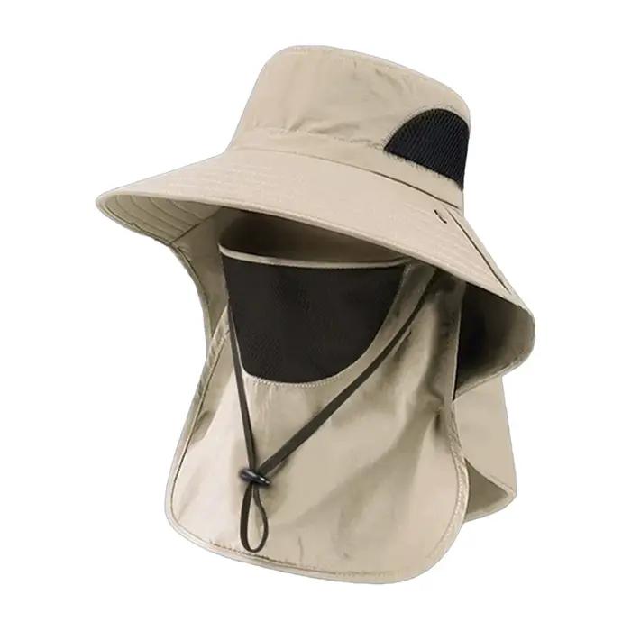 Sun Fishing Hat Women's Bucket Hat with Neck Cover Breathable Wide Brim Summer UV Protection Hat for Outdoor Travel Holiday