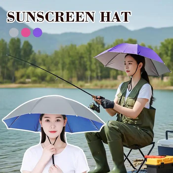 Chapeau parapluie de pêche réglable mains libres pliable protection UV imperméable pour femmes et hommes