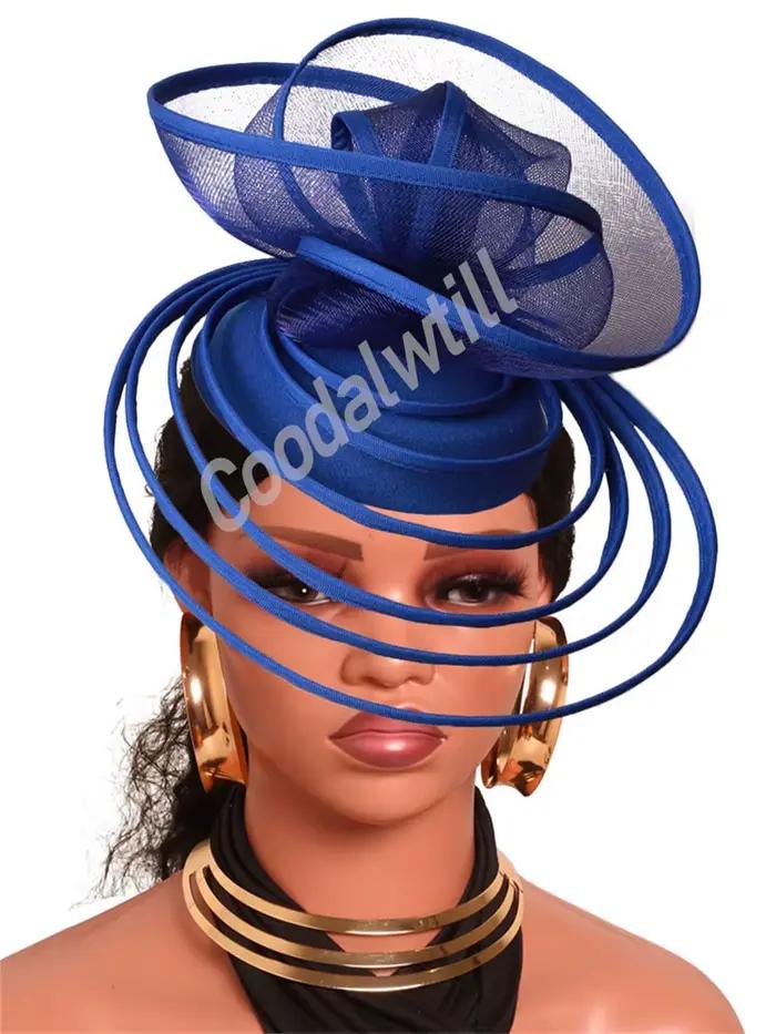 Marron voile Fascinator chapeaux bandeau femmes élégant Derby pilulier