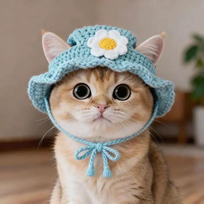 Nouveau chapeau de chat drôle raffiné élastique accessoires de séance Photo chiot chatons tricoté