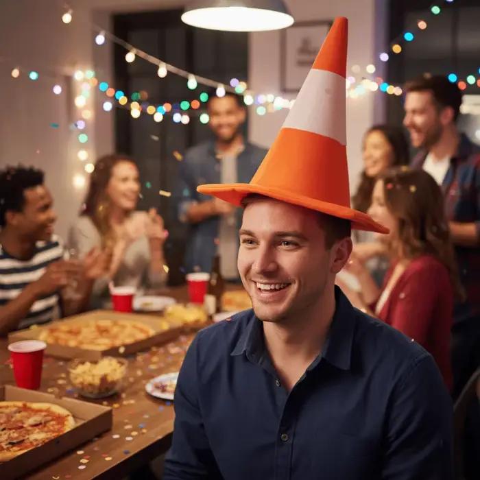 Chapeau de déguisement pliable en forme de cône de signalisation pour carnaval