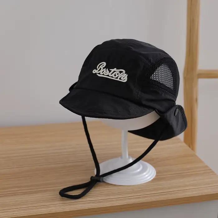 Chapeau de pêcheur pour enfants double face avec lettres BO écharpe en toile fermeture à bretelles et corde pour les vacances occasions spéciales
