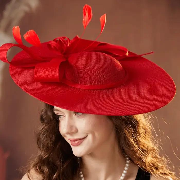Chapeau Fascinator Tendance à Large Bord Style Vintage avec Bandeau Polyestère pour Femmes Occasions Spéciales Élégant Décontracté