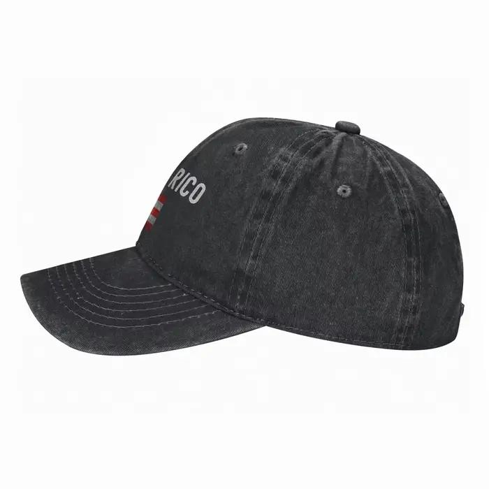 Casquettes de baseball rétro en jean délavé avec drapeau de Porto Rico pour homme, chapeau de soleil en denim, casquette trucker hip-hop pour fille