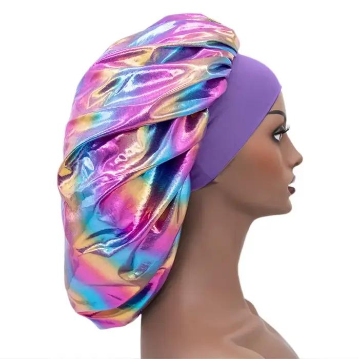 Bonnet de couchage en satin artificiel soyeux et respectueux de l'environnement pour femmes, utilisable pour dormir, se doucher, soins capillaires et occasions spéciales
