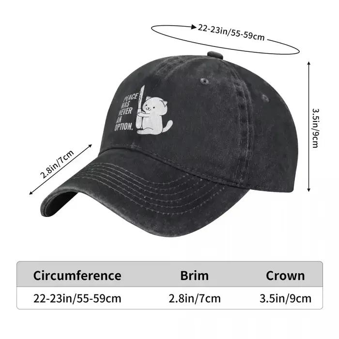 Casquettes de baseball vintage « La paix n'a jamais été une option» avec motif chat et couteau pour hommes et femmes