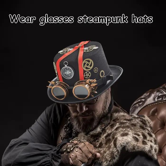 Chapeau steampunk gothique avec lunettes amovibles pour hommes, occasion Halloween et soirées thématiques