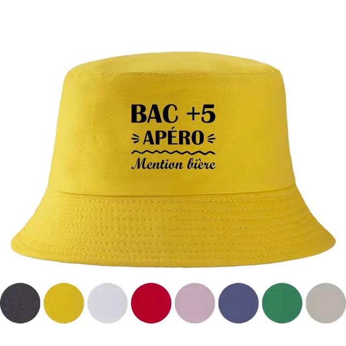 BAC + 5 APERO imprimé Bob réversible seau chapeau femme homme extérieur mention quotidienne Biere soleil pêcheur casquette unisexe adulte Panama casquettes