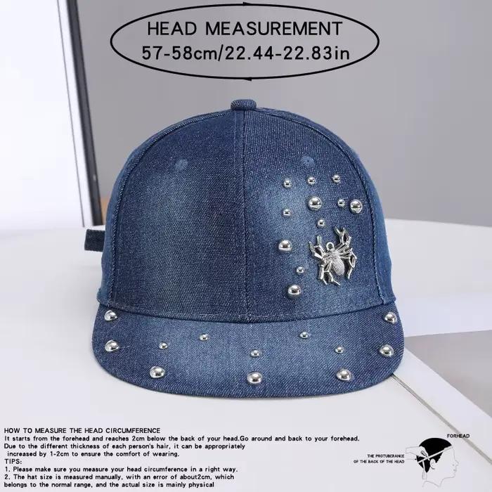 Casquette en jean à rivets style streetwear américain