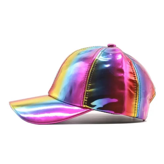 Chapeau à couleur arc-en-ciel casquette de baseball hip-hop protection solaire tricoté réglable pour adultes occasions décontractées