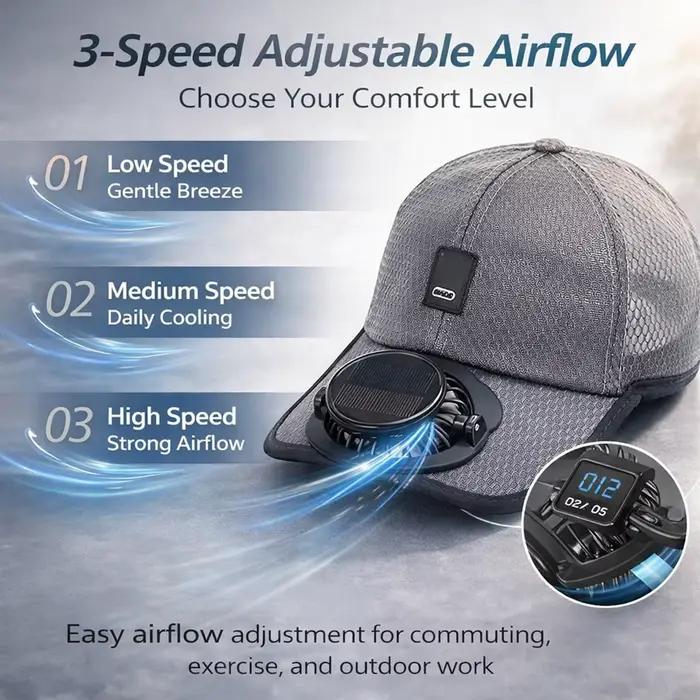 Chapeau avec ventilateur USB rechargeable