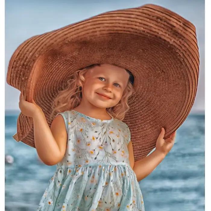 Chapeaux de paille de plage surdimensionnés pour femmes disquette