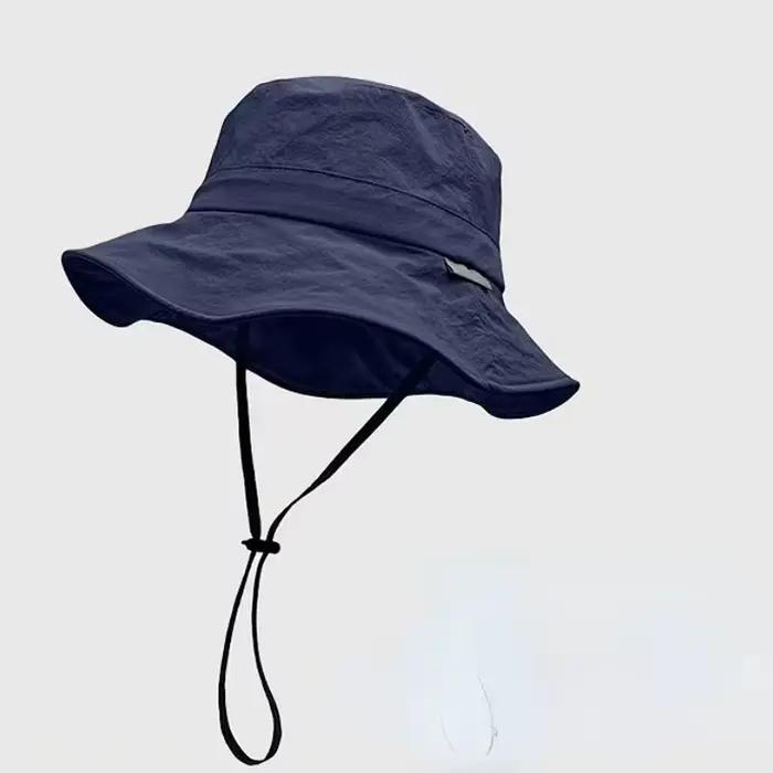 Chapeau de soleil unis pour femmes protection anti-uv large bord polyester artisanat tissage tat pour randonnée plage et pêche