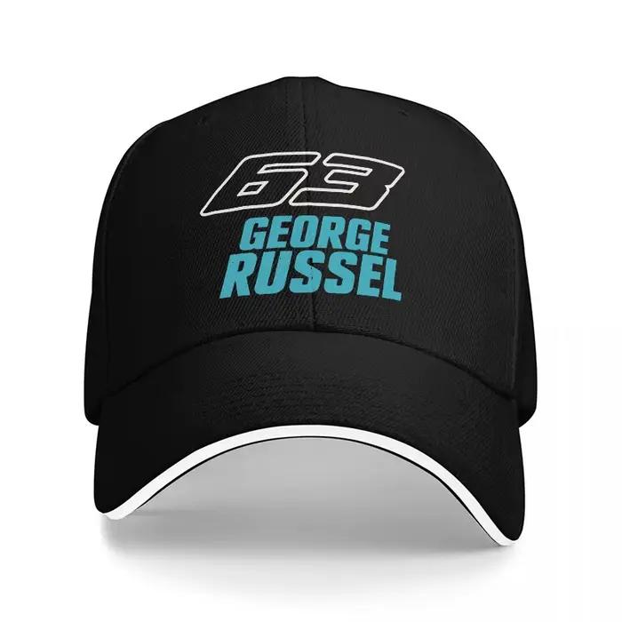 Casquette de baseball GEORGE RUSSEL 63 LOGO NOIRE AVEC BRODERIE TURQUOISE DESIGN SPORTIF POUR FANS ET AMATEURS